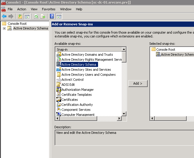 Schema Snap-In